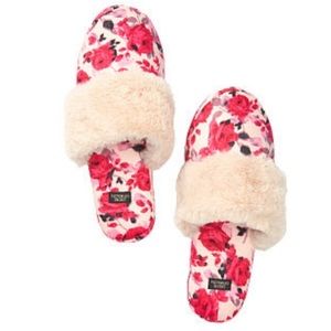 Victoria’s Secret Floral Pink Silk Slippers